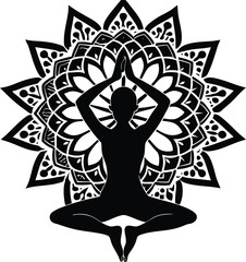 Yoga pose silhouette vector illustration