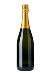 Champagne bottle with gold foil and transparent background