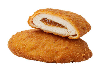 Chicken cordon bleu cut open crispy breaded food