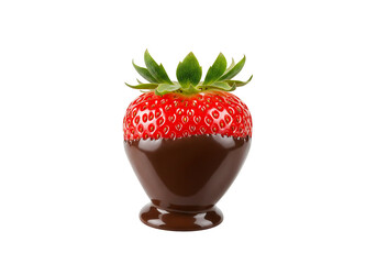 Chocolate dipped strawberry dessert isolated transparent background