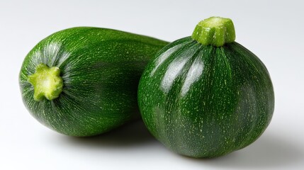 Fresh green zucchini varieties isolated on white background for culinary use