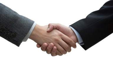 two people shaking hands, isolated on transparent background 