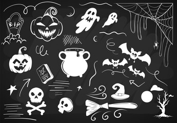 Happy halloween Boho abstract set. Bohemian mystical magic collection clip art hand drawing style. creative contemporary aesthetic doodle elements .