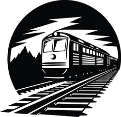 Train on railway station platform