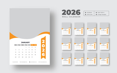 Printable 2026 wall calendar | Editable 12-month planner template | Week starts on Monday | Minimal layout for studio, office, or home