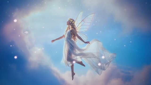 beautiful angel fairy with clouds