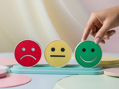 Colorful Smiley Face Icons Representing Emotions and Feedback - Powered by Adobe