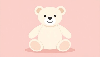 Obraz premium Cute, white teddy bear sits on pink background