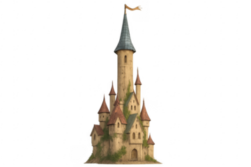 Fairytale fantasy castle tower with magic elements