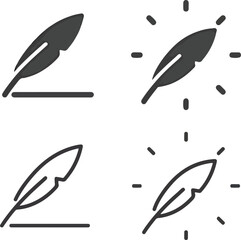 Quill pen icons set creative writing and idea generation symbol collection