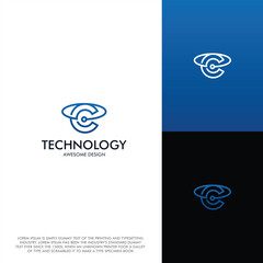 technology logo letter C design vector illustration