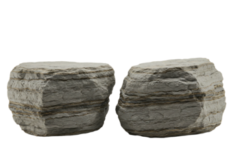 Layered rock formations isolated on transparent background