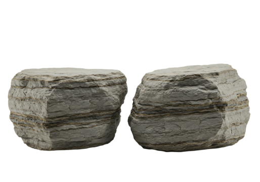 Layered rock formations isolated on transparent background