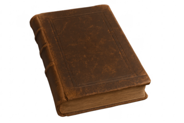 Old leather bound book with transparent background