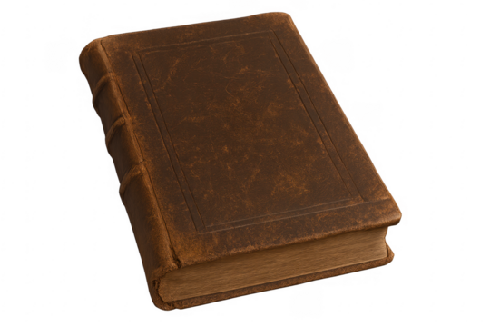 Old leather bound book with transparent background