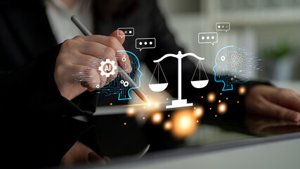 AI in law and the future of the legal justice system. A concept of AI assisting in legal debate,...