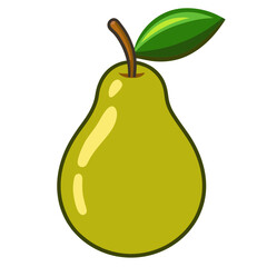 Illustration of a green pear with a leaf, perfect for educational materials or healthy eating promotions
