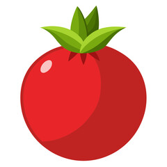 Vector art of a vibrant red tomato, showcasing its smooth skin and green stem, perfect for healthy eating and cooking concepts