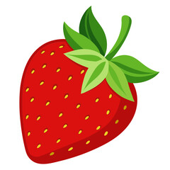Illustration of a bright red strawberry, showcasing its vibrant color and juicy texture, perfect for summer desserts