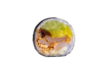 Squid maki sushi roll with avocado, takuan and peanuts

Japanese squid roll with avocado, yellow radish and sauce

Classic squid maki sushi with nuts and crunchy bits
