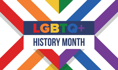 LGBTQ+ history month. Pride Month. Lesbian Gay Bisexual Transgender. Celebrated annual. LGBT flag. Rainbow love concept. Human rights and tolerance. Poster, card, banner and background. Vector