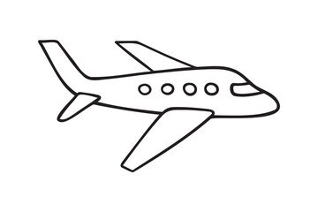 Airplane or plane icon doodle hand drawn. Outline airplane or plane line drawing clipart symbol