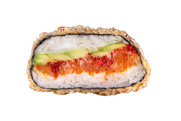 Crispy sushi burger with spicy salmon and avocado

Japanese sushi burger with salmon, avocado and rice

Fried sushi burger with spicy salmon filling

