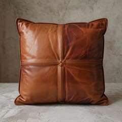Obraz premium Rustic Leather Cushion with Four-Panel Design