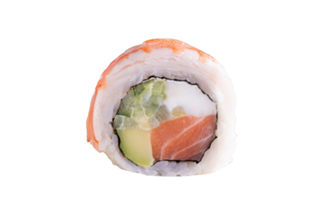 Rainbow philadelphia sushi roll with salmon, tuna and avocado

Uramaki rainbow roll topped with assorted fish slices

Classic japanese rainbow sushi with salmon, tuna and cream cheese