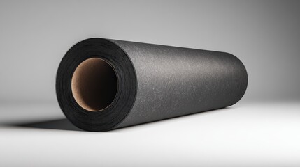 Black rolled material with smooth surface for creative projects and photography backgrounds