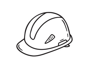 construction helmet icon doodle hand drawn. Outline line drawing clipart symbol