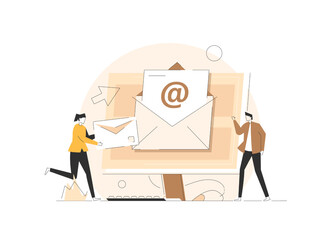 Email and messaging,Email marketing campaign,Working process, New email message,flat design icon vector illustration