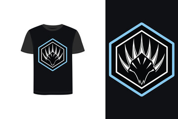 Tshirt mockup t shirt with blue hexagonal tiger claw graphic t-shirt clothing