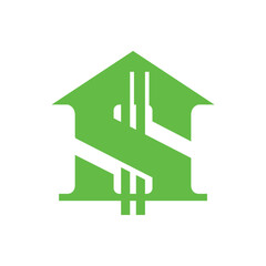 Cash Home Logo Design. Minimalist and Modern. Vector illustration