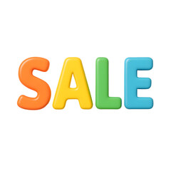 A colorful sale sign with orange yellow green and blue letters transparent background png