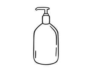 soap bottle or shower gel icon doodle hand drawn. Outline drawing soap bottle line clipart symbol