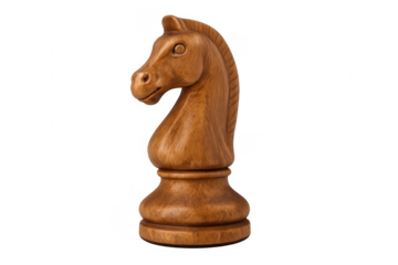 Wooden chess knight piece planning strategic game