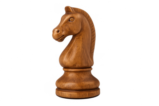 Wooden chess knight piece planning strategic game