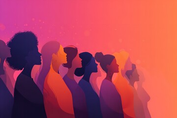 Empowered diverse women standing together a symbol of unity and strength for social advocacy and feminism movement