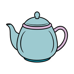 blue teapot isolated on white