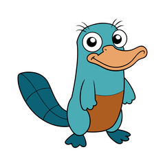 cartoon platypus with wide bill and funny tail