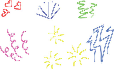 Playful abstract line art shapes in vibrant pastel colors, ideal for backgrounds, patterns, and modern graphic design projects.