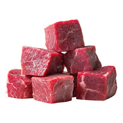 Pile of Beef Cubes on Transparent Background