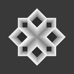 3D Geometric Cube Illusion, Symmetrical Star Pattern, Abstract Depth and Perspective Design, Futuristic 3D Background