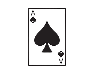 ace of spades poker card for poker game doodle hand drawn icon. Outline drawing ace of spades line clipart symbol