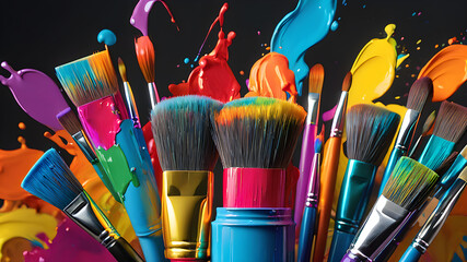 Background with colorful paint strokes	