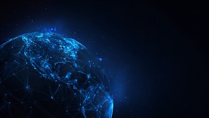 Modern global network design showcasing interconnected world communication in stunning blue futuristic style