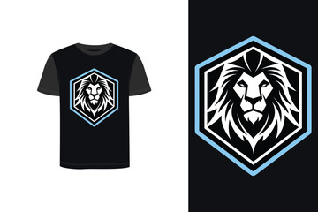 Tshirt mockup t shirt with stylized lion head logo dark animal face