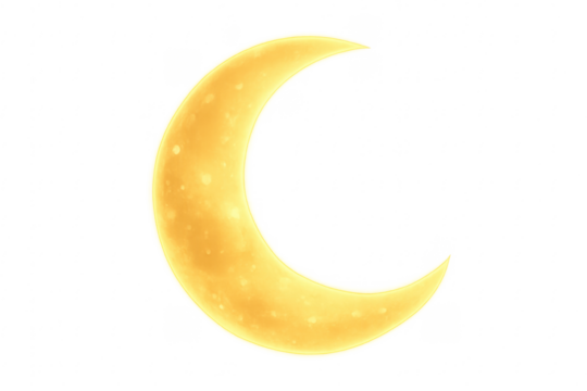 Golden crescent moon illustration with transparent background