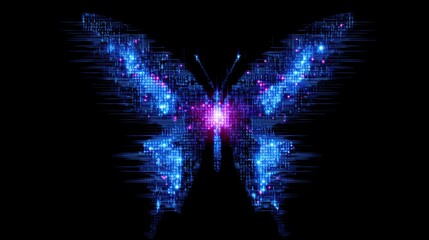 A captivating digital art illustration of a glowing butterfly